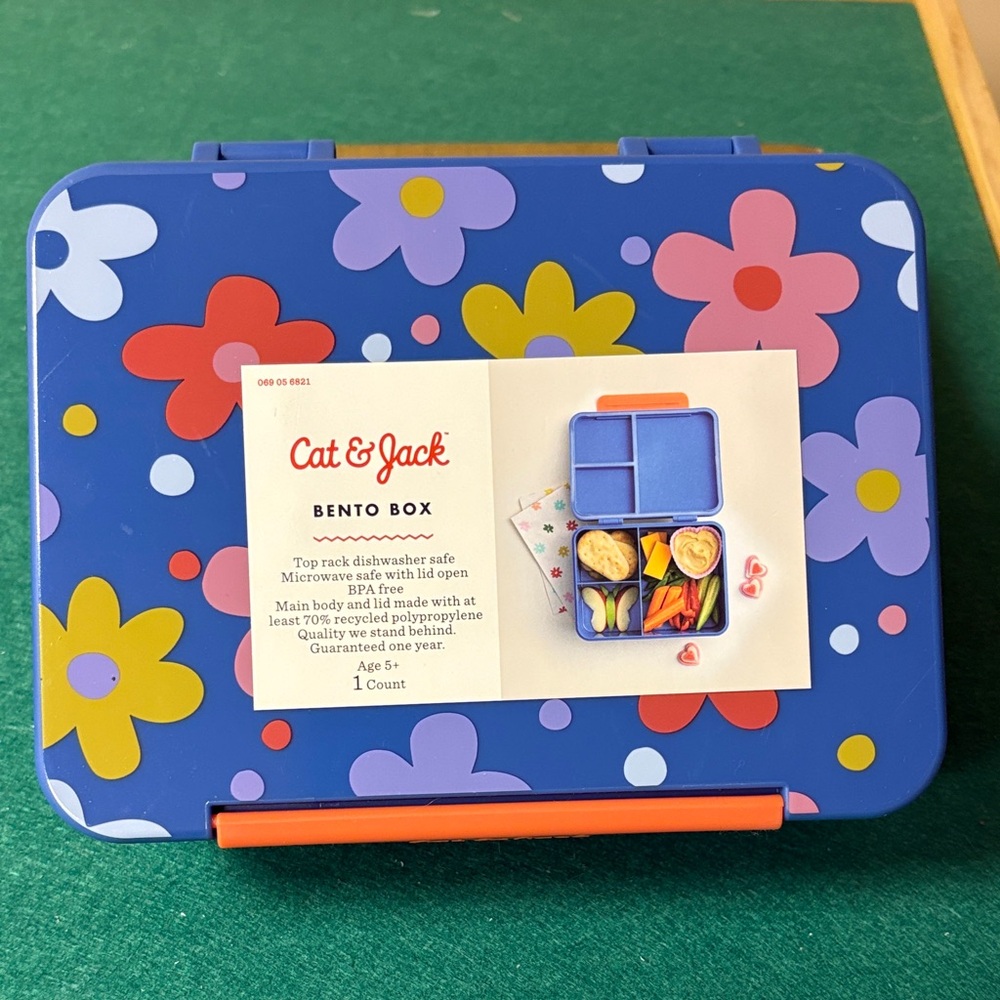Cat & Jack Floral Kids Bento Box - Blue and Orange